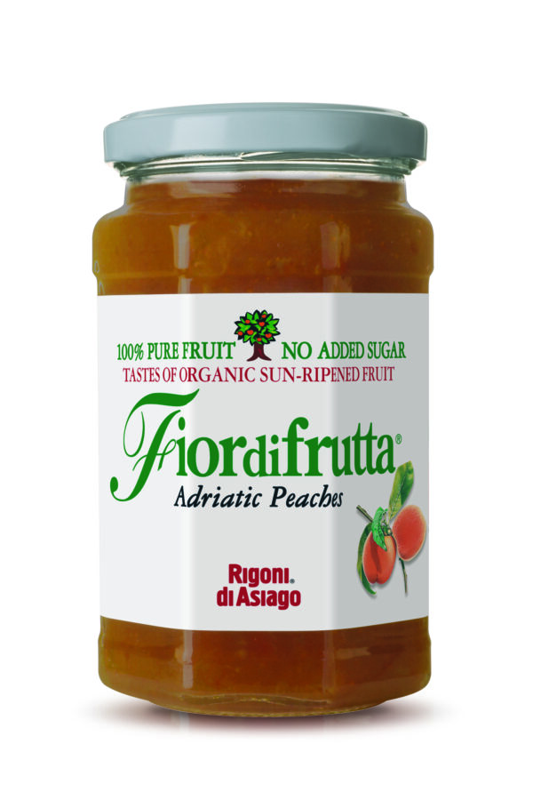 Rigoni peaches jam. It pairs very well with mascarpone, or spread on toast. It is ideal for breakfast and as a snack.
