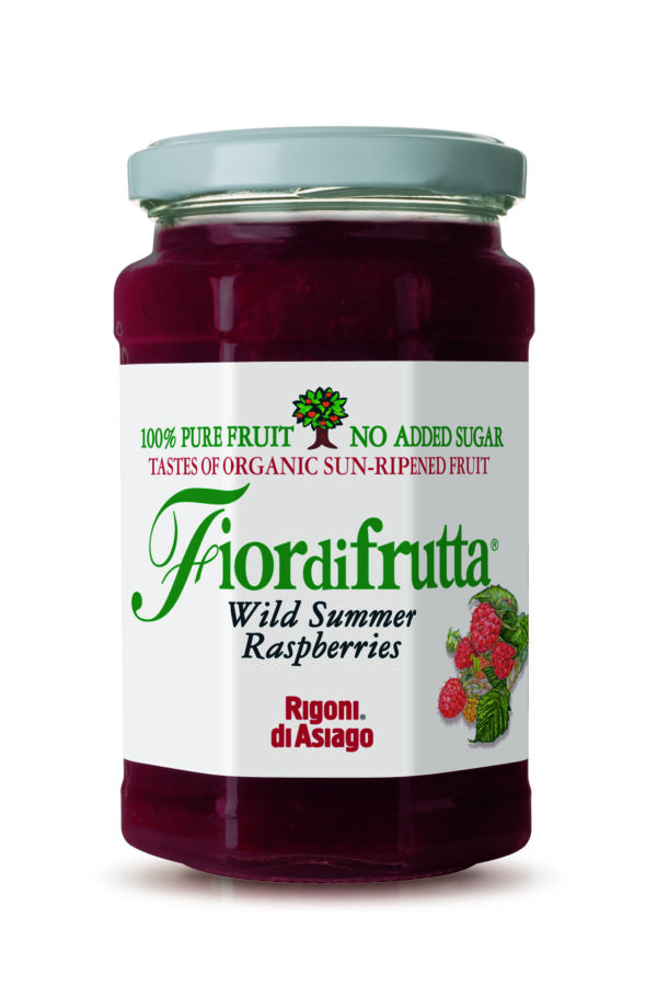 Rigoni wild summer raspberries jam. Sweet, fragrant and slightly tart organic jam. Intriguing combined with dark chocolate and soft cheese.