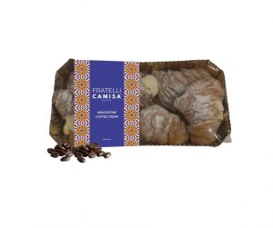 Aragostine coffee cream. Traditional Italian Codine Pastries filled with coffee flavoured cream, made with flaky and crumbly pastry.