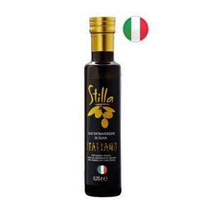 Stilla EVO olive oil 100% Italian. With its fruity and balanced taste, it is ideal for use on bruschetta, salads & raw or cooked vegetables.