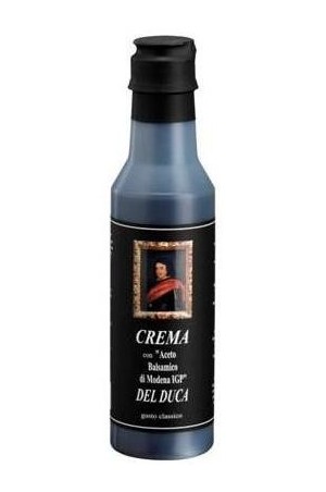 Del Duca balsamic cream. A thick, smooth and ready to use glaze. Sweet and sour taste, pleasant and round full body: amazing and versatile.
