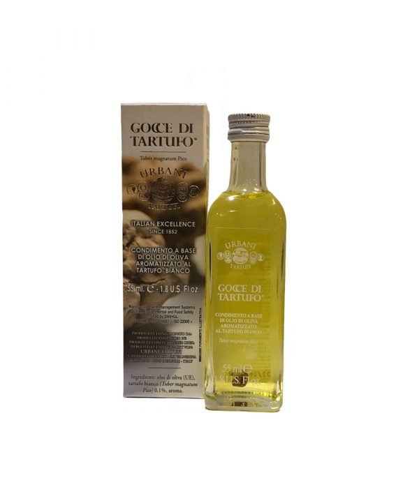 White truffle olive oil "gocce". Through the natural infusion of White Truffle, olive oil gains an intense and unique fragrance.