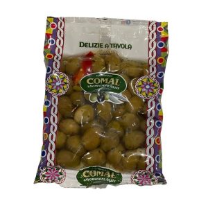 Comal Sicilian Seasoned green olives in oil, in a practical vacuum bag. Order now at www.cibosano.co.uk
