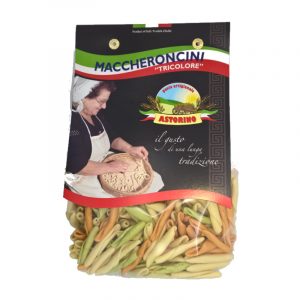 Astorino maccheroni tricolori made exclusively with 100% Italian durum wheat semolina, the result is a pasta with sensational texture & taste