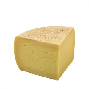 Centroform pecorino matured plain. The paste of the cheese is white & compact and the amount of fat present can be defined through the holes.