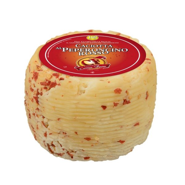 Centroform pecorino primosale chilli. Pecorino with red chilli is a soft compact cheese, with crushed red chilli with a pleasant spicy taste.