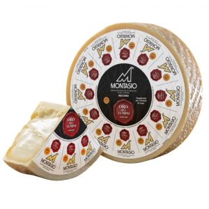 Agriform montasio oro vecchio. A semi-hard cooked cheese, compact, white or straw-yellow in colour with regular uniform holes