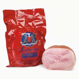 Leoncini prosciutto cotto tirolo bianco 3.8kg. High Quality Cooked Ham with a marbled appearance. Order now