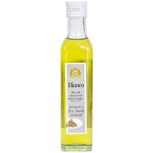 Bianco truffle oil. Through the natural use of the White Truffle (Tuber Magnatum Pico) olive oil gains an intense and unique fragrance.