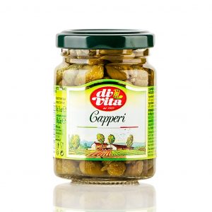 Di Vita capers in brine. Lacrimella capers are top-quality capers that have an intense and tasty flavour, perfect on pizzas.