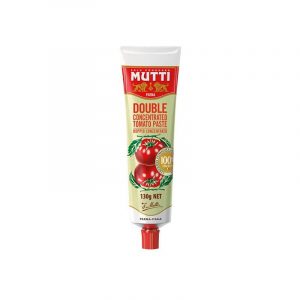 Mutti double tomato concentrate puree tube is obtained by evaporating the juice of red, ripe tomatoes. 100% Italian Tomatoes.