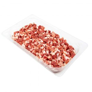 Furlotti diced smoked pancetta. Cured pork belly, smoked naturally with beech woodchips, packed in single or twin packs.