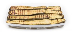 Grilled courgettes in oil. Courgettes are washed, cut and grilled. To preserve their taste, they are seasoned with olive oil and parsley.