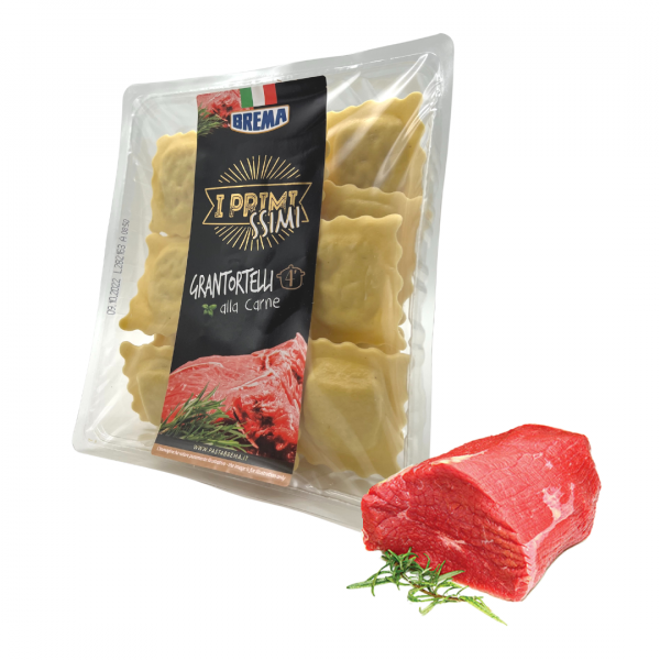 Brema Primissimi, original and authentic flavours, carefully selected ingredients and sophisticated pairings, filled in square shaped egg pasta parcels.