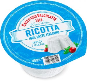 Valcolatte Italian cow ricotta. The Standard Ricotta from Caseificio Valcolatte is produced only with 100% Italian milk.