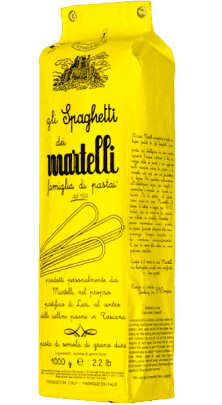 Martelli Spaghetti uses only the best Italian durum wheat semolina, cold water and bronze dyes are used to produce this artisan pasta.