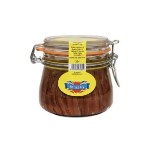 Anchovy fillets Scalia sunflower oil & herm. Scalia anchovy fillets in sunflower oil in airtight jar. Order now