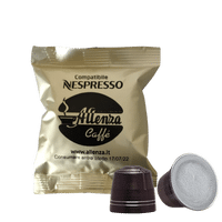 Allenza coffee nespresso capsules. 25% Robusta - 75% Arabica. 100 Capsules per case. Order now at cibosano.co.uk