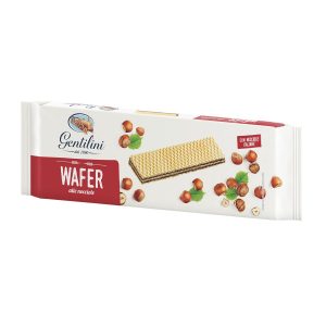 Gentilini wafers with hazelnut cream, the crispness of the three fine layers and the soft creamy filling melts gently in your mouth.