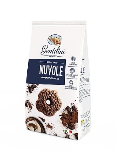 Gentilini nuvole biscuits with chocolate and cream are irresistibly delicious, made ​with ​fresh double cream and chocolate.