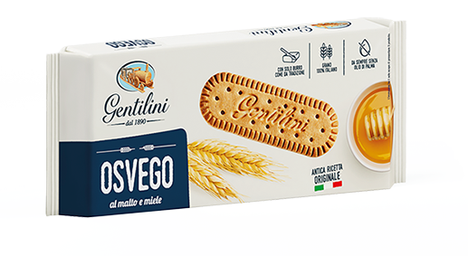 Gentilini osvego biscuits with malt and honey. Made with only simple and ​natural ingredients. ​Order now!