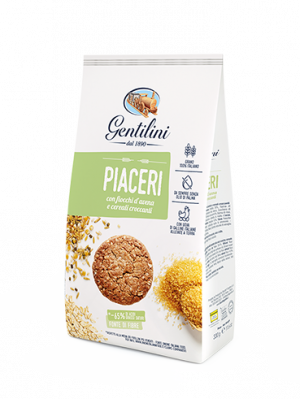 Gentilini piaceri biscuits toasted oats, crunchy cereals and brown sugar to rediscover the authenticity of old-time flavours.