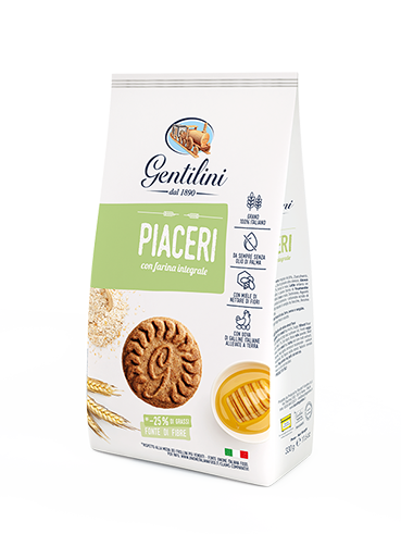 Gentilini piaceri biscuits whole wheat, high fibre content and a full and satisfying flavour, a healthier and natural biscuit.