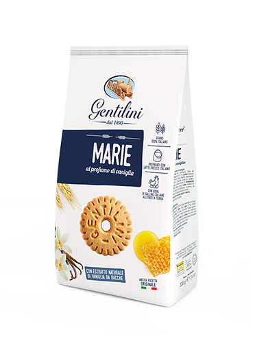 Gentilini Marie biscuits are recognizable by their unmistakable vanilla flavour, made with natural and simple ingredients.