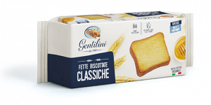 Gentilini fette rusk biscuits. The golden colour, the delicious aroma and the light and crispy texture makes them unique.