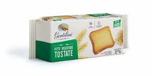 Gentilini fette toasted rusk biscuits. The golden colour, the delicious aroma and the light and crispy texture makes them unique.