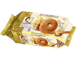 Vicenzi ciambelle with butter. Shortbread cookies with butter. Classic and delicious shortcrust pastry biscuits.