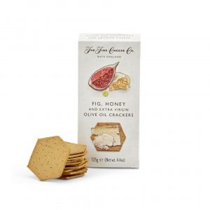 The Fine Cheese Co. Fig, honey and extra virgin olive oil crackers. A crunchy cracker for any Ewes’ milk cheese.