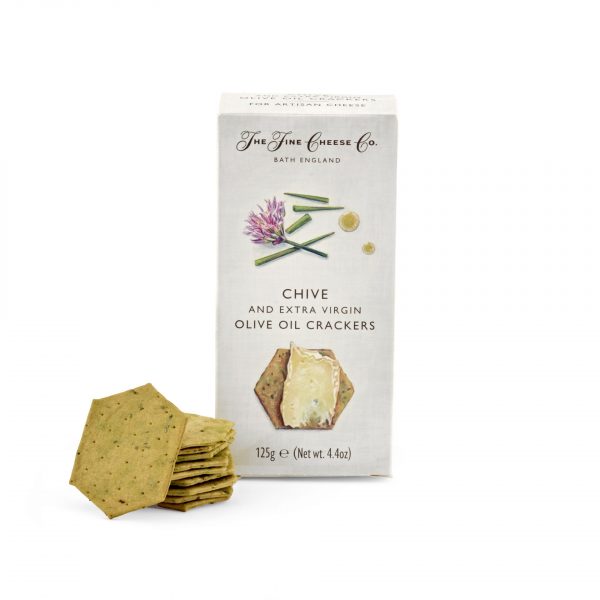 The Fine Cheese Co. Chive and extra virgin olive oil crackers. A crunchy cracker for any soft cheese. Order now