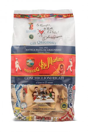 Conchiglioni Di Martino Dolce&Gabbana. The best Italian durum wheat semolina. 100% Italian durum wheat. High digestibility.