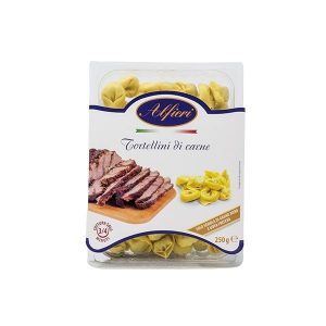 Alfieri fresh tortellini carne 250g. Fresh tortellini filled with meat. Shop our range and order now at www.cibosano.co.uk
