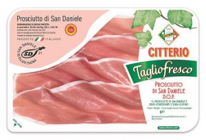 Citterio prosciutto San Daniele PDO. Sliced and packed in easy to display tray. Order now at www.cibosano.co.uk