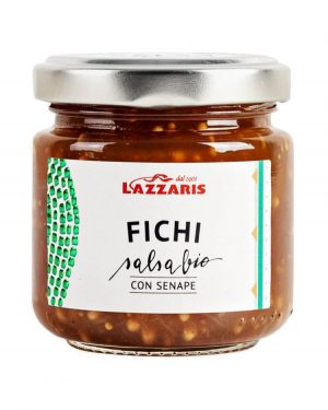 lazzaris fig & mustard chutney. Fragrant and tasty. A perfect match for those who love the contrast of figs and mustard. Enhances the flavours of mature cheeses such as Gorgonzola Piccante DOP.