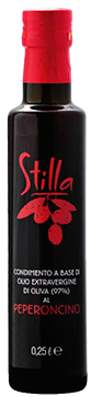Stilla EVO chilli pepper flavour. Extra virgin olive oils infused with chilli. Mediterranean scents & flavours, ideal for dressing any course