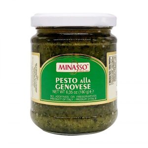 Minasso pesto genovese made from Basil grown in the sun drenched Ligurian region of Italy this little jar of pesto is all about big flavours.