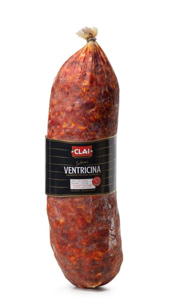 Clai salame ventricina spicy. Traditional salami from the Abbruzzo region. Il salame tipico del territorio abruzzese.