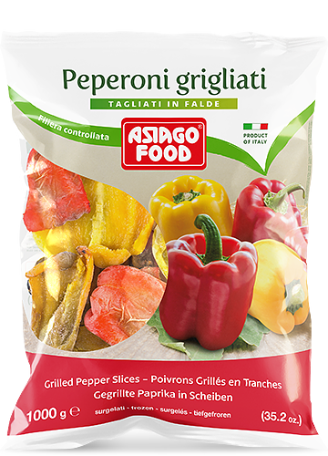 Asiago frozen grilled peppers are ready to serve, selected when beautifully ripe, cleaned, sliced, grilled and then immediately frozen.