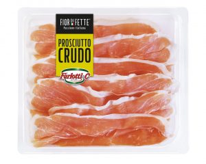 Prosciutto crudo sliced and packed in an easy to display tray