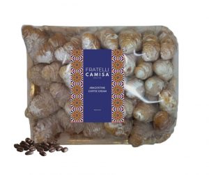 Aragostine coffee cream. Traditional Italian Codine Pastries filled with coffee flavoured cream, made with flaky and crumbly pastry.