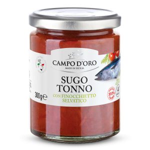 jar of tomato sauce with tuna and fennel
