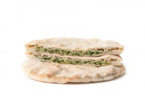 Focaccia Italiana is naturally leavened, baked on stone, filled with stracchino cheese, rucola and mozzarella. Pre-cooked frozen product.
