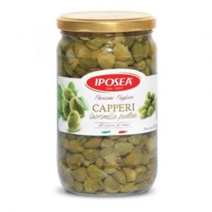 IPOSEA LACRIMELLA FINE CAPERS 720ml jars. Very tender and with a unique Mediterranean flavour, Iposea capers can enrich sauces, meat, pizza or fish dishes.