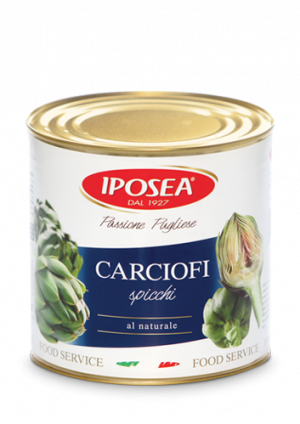 IPOSEA NATURAL ARTICHOKE QUARTERS 2.65k tin. Artichokes are the real pride of Iposea, every step is supervised with care in order to preserve the taste of artichokes.