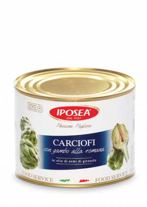 IPOSEA ROMAN ARTICHOKES WITH STEM 2.2kg tin. Every single step is supervised with care in order to preserve the original taste of Apulian artichokes.
