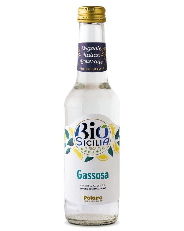 POLARA ORGANIC GASSOSA 12x27.5cl screw top. The ancient artisan recipe, guarded by three generations, with the natural flavouring of Siracusa PGI Lemons.
