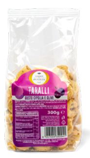 TERREDIPUGLIA TARALLI w OLIVE&ONIONS 16x300g. Taralli with onions and olives